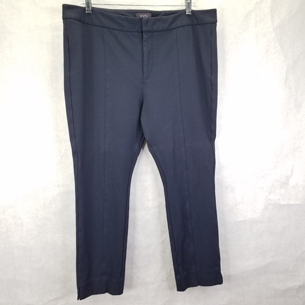 NYDJ Crop Pants Women's Petite 16 Capri Navy Blue Stretch Knit Tapered Leg Slim